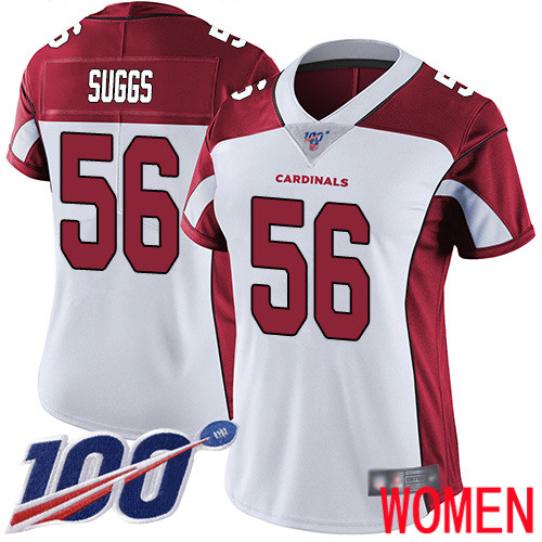 Arizona Cardinals Limited White Women Terrell Suggs Road Jersey NFL Football #56 100th Season Vapor Untouchable->women nfl jersey->Women Jersey